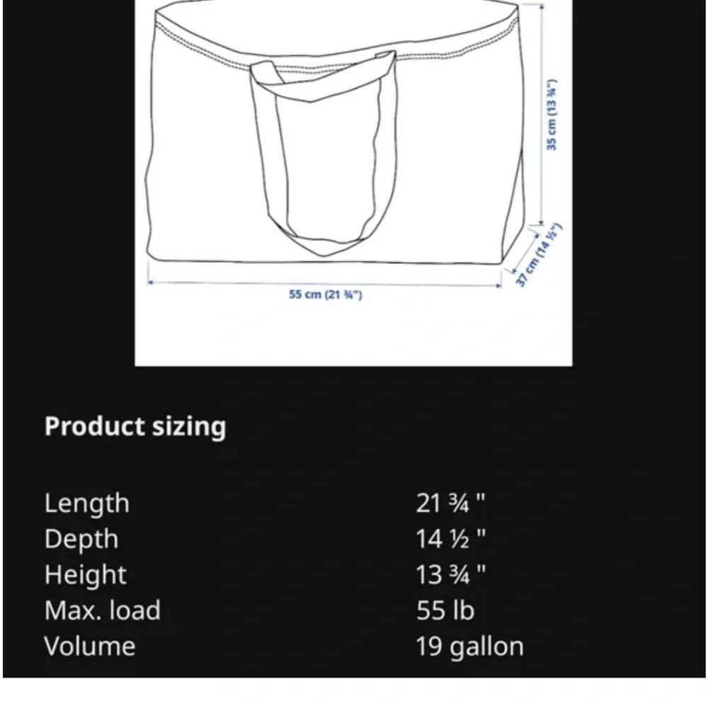 Pack Of 5 IKEA FRAKTA Blue Large Bag 19 Gallons Storage Landry